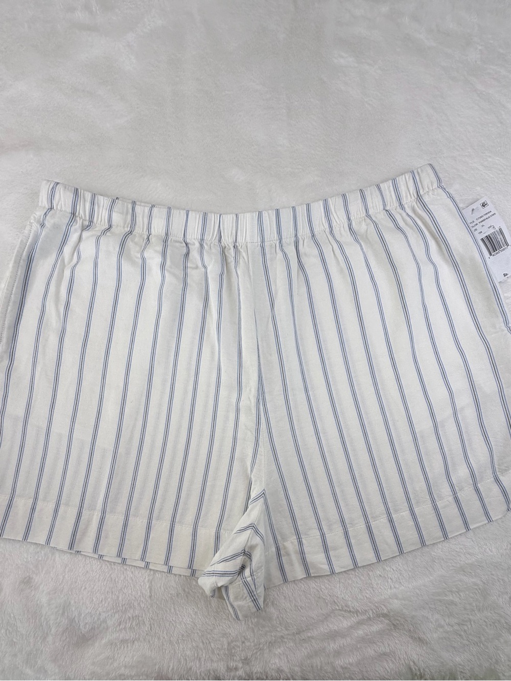 cloth & stone White Shorts with Light Blue Pinstripes